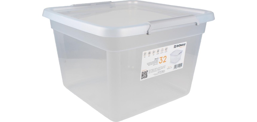 DONAU Home boîte de rangement, 32 litres, transparent