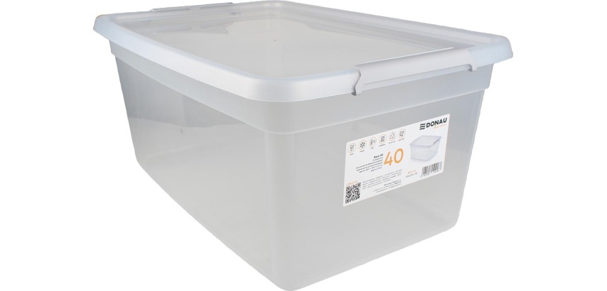 DONAU Home storage box, 40 liters, transparent