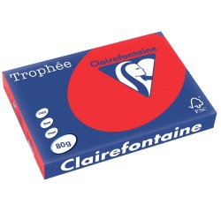Clairefontaine Trophée Intens, papier couleur, A3, 80 g, 500 feuilles, rouge corail