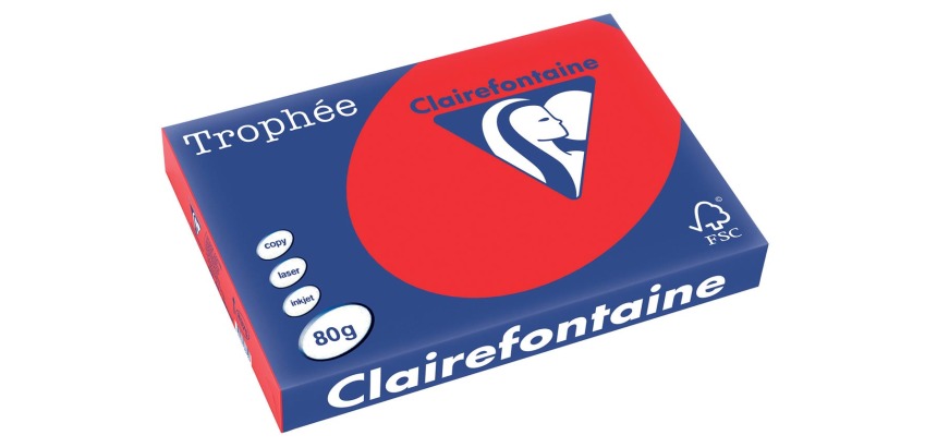 Clairefontaine Trophée Intens, gekleurd papier, A3, 80 g, 500 vel, koraalrood