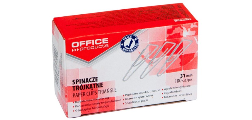 OFFICE products paper clips, 31 mm, galvanized, triangular, box of 100 pieces