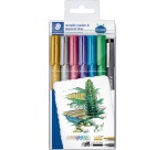 Staedtler Metallic Marker, 6er Set in verschiedenen Farben + kostenloser Pigment Liner