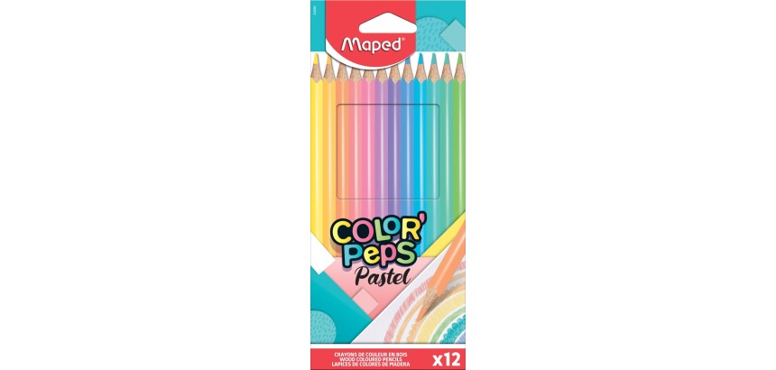 Maped Color'Peps Pastel colored pencils, cardboard box of 12 pencils