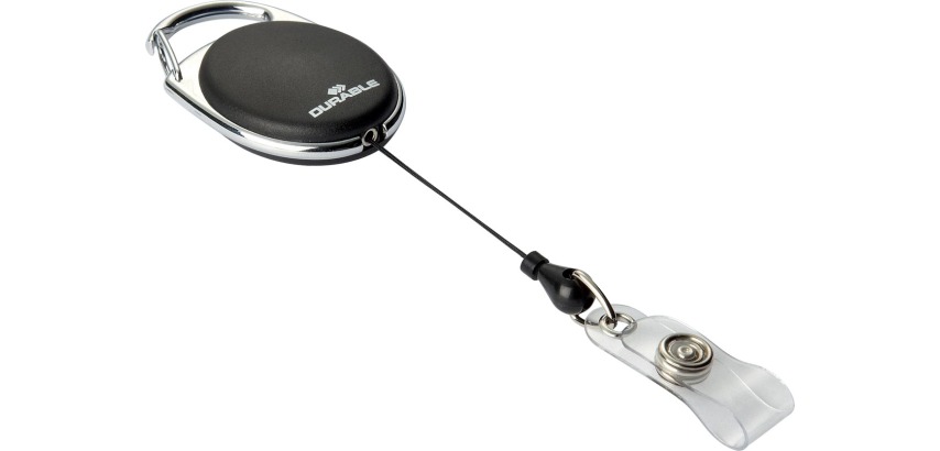 Durable enrouleur avec mousqueton Style, 80 cm, noir