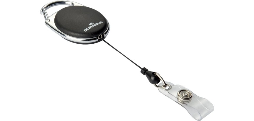 Durable enrouleur avec mousqueton Style, 80 cm, noir