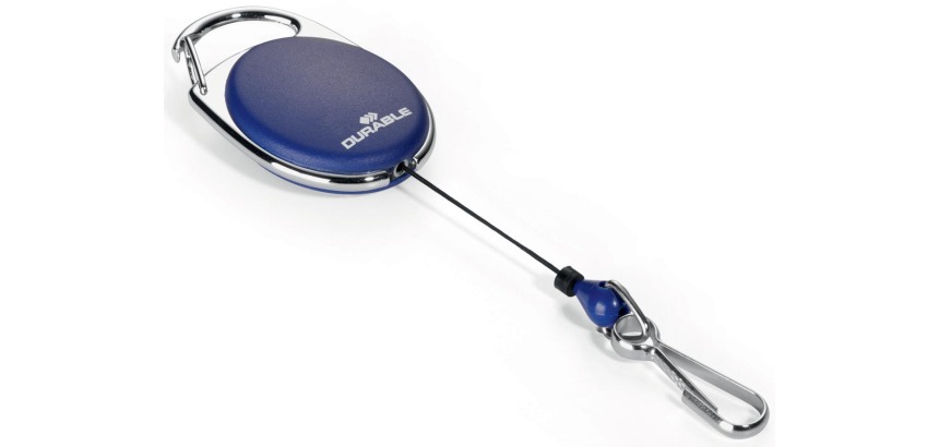 Durable Style Retractable Reel with blue carabiner