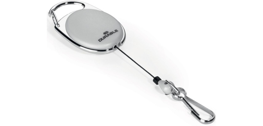 Durable retractable style with carabiner, gray