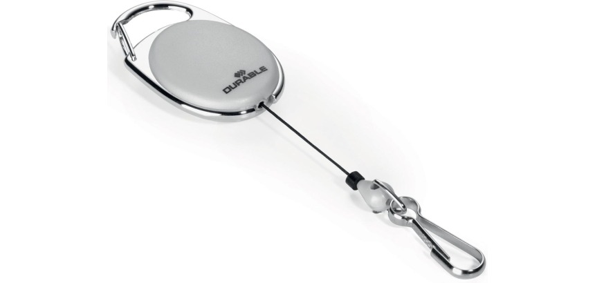 Durable Style enrouleur avec mousqueton, gris