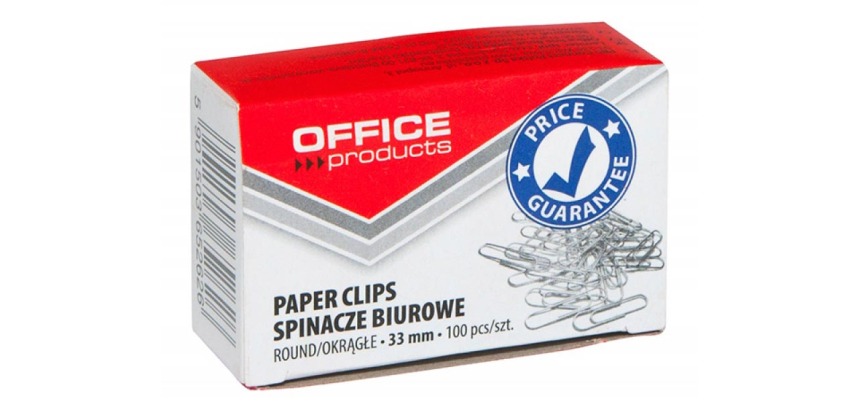OFFICE products papierklemmen, 33 mm, gegalvaniseerd, doos van 100 stuks