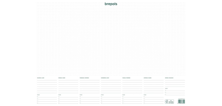 Brepols sous-main avec calendrier semaine, non-daté