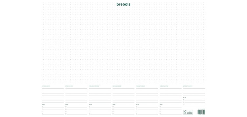Brepols schrijfonderlegger met weekkalender, ongedateerd