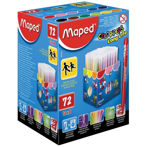 Maped Feutre Color'Peps 72 feutres en boîte cartonnée (classpack)