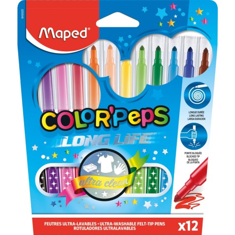 Maped Viltstift Color'Peps 12 stiften in een kartonnen etui