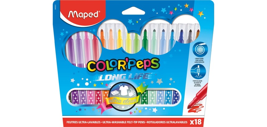 Maped Viltstift Color'Peps 18 stiften in een kartonnen etui