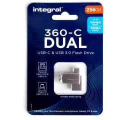 Integral 360-C Dual clé USB-C & USB 3.0, 256 Go