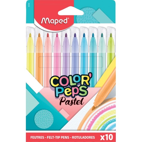 Maped viltstift Color'Peps Pastel, medium punt, etui van 10 stuks