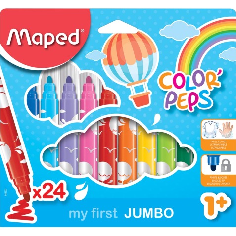 Maped viltstift Color'Peps Jumbo Early Age, etui van 24 stuks in geassorteerde kleuren