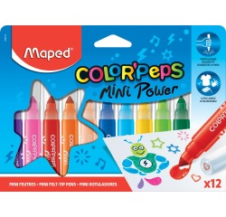 Maped feutre Color'Peps Mini Jumbo, étui de 12 pièces en couleurs assorties