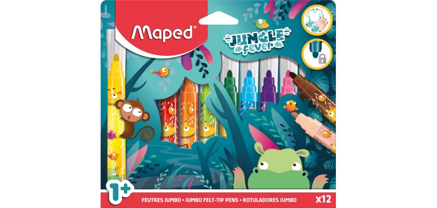 Viltstift Maped Jungle Fever Jumbo set à 12 kleuren