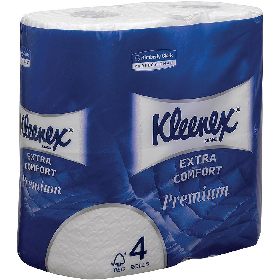 Kleenex papier toilette Extra Comfort, 4 plis, 160 feuilles par rouleau, paquet de 4 rouleaux