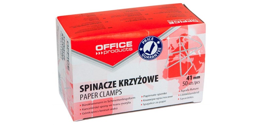 OFFICE products vlinderklemmen, 41 mm, gegalvaniseerd, doos van 50 stuks