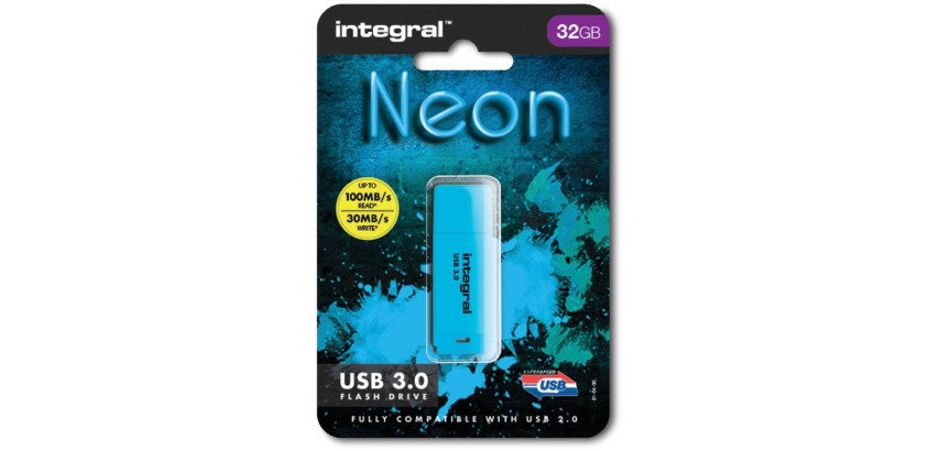Integral Neon USB 3.0 stick, 32 GB, blauw
