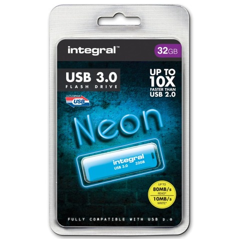 USB 3.0 Neon 32GB Blue Key INFD32GBNEONB3.0