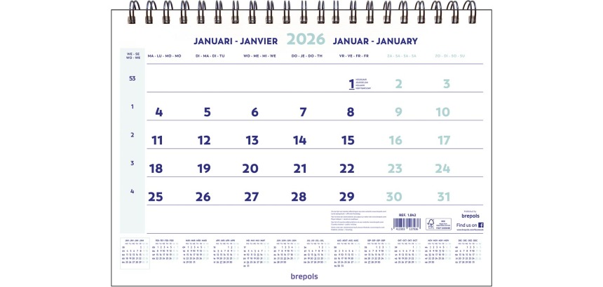 Brepols calendrier mensuel, 2026