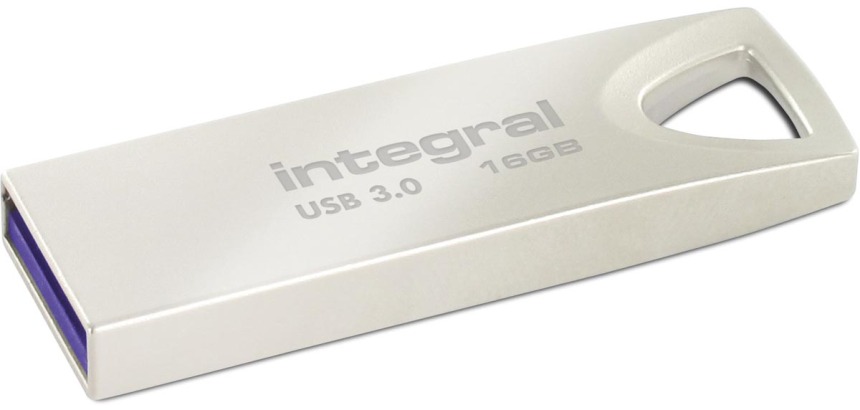 Integral ARC USB 3.0 Flash Drive, 16 GB, Silver