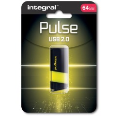 Integral Pulse USB 2.0 stick, 64 GB, zwart/geel