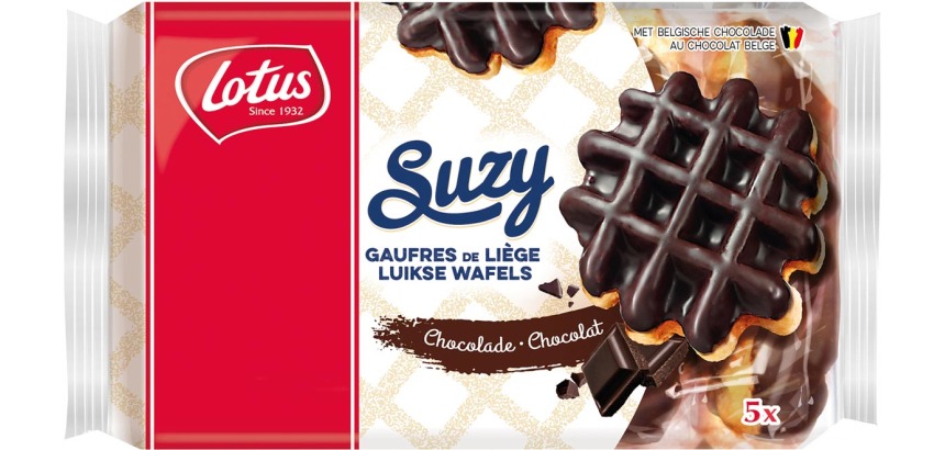 Lotus Suzy gaufre de Liège au chocolat, 57,6 g, paquet de 5 pièces