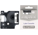 Rillprint ruban D1 compatible pour Dymo 40910, 9 mm, noir sur transparent