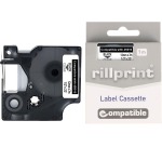 Rillprint compatible D1 tape voor Dymo 45010, 12 mm, zwart op transparant