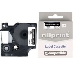 Rillprint ruban D1 compatible pour Dymo 45010, 12 mm, noir sur transparent