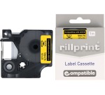 Rillprint ruban D1 compatible pour Dymo 45018, 12 mm, noir sur jaune