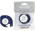 Rillprint ruban LetraTAG comaptible pour Dymo 91200, 12 mm, papier, blanc