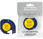 Rillprint ruban LetraTAG comaptible pour Dymo 91202, 12 mm, plastique, jaune