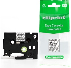 Rillprint ruban Tze compatible pour Brother TZe-131, 12 mm, noir sur transparent