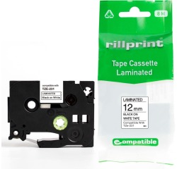 Rillprint ruban Tze compatible pour Brother TZe-231, 12 mm, noir sur blanc
