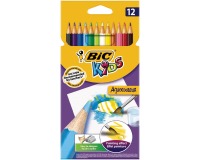De_lapices de colores bic kid estuche de 12 colores acuarelables madera alta calidad