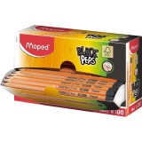 Maped crayon Black'Peps HB, sans gomme, boîte de présentoir cartonné de 100 pièces