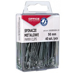 OFFICE products paper clips, 50 mm, metal, plastic hanging box of 40 pieces