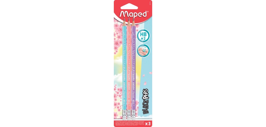 Maped Black'Peps Pastel pencil, with eraser, blister of 3 pieces