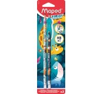 Maped Jungle Fever HB Graphitstift mit Radiergummi, + Griffhilfe, Blisterpackung mit 2 Stück, sortiert
