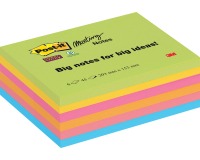 Post-it Super Sticky Meeting notes, 45 feuilles, ft 203 x 153 mm, couleurs assorties, paquet de 6 blocs