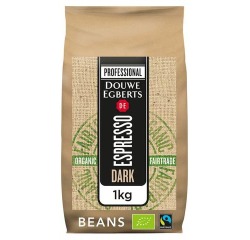 Douwe Egberts grains de café Espresso Dark Roast, bio & fairtrade, paquet de 1 kg