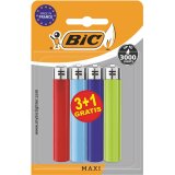 BIC Maxi vuursteen aanstekers, geassorteerde kleuren, blister van 3 + 1 gratis