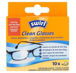 Swirl cleaning wipes for glasses, pack of 10 pieces