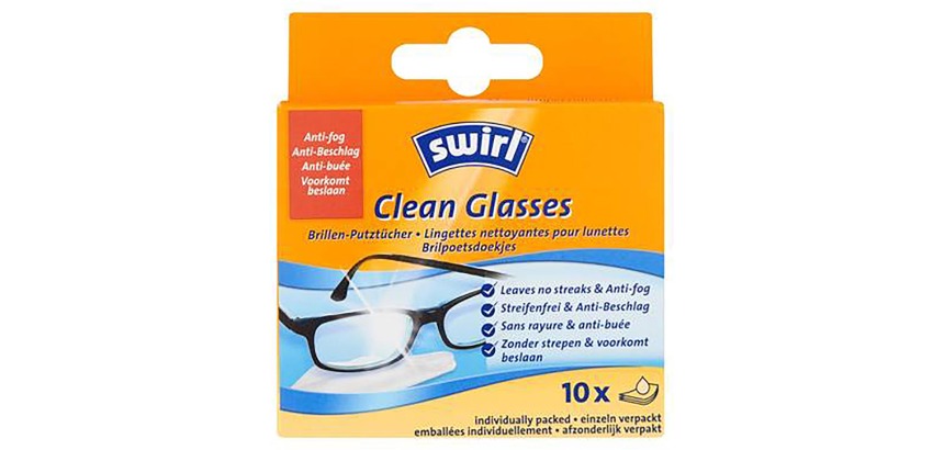 Swirl cleaning wipes for glasses, pack of 10 pieces