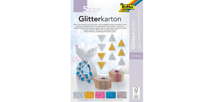 Folia Glitterkarton (zilver, goud, roze, blauw en mix)